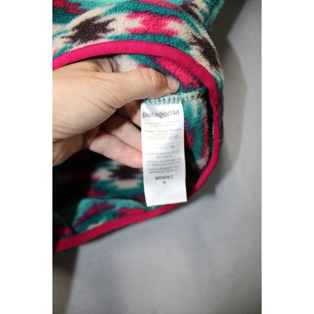 Patagonia Synchilla womens Aztec turquoise/pink fleece pullover M - Picture 4 of 10
